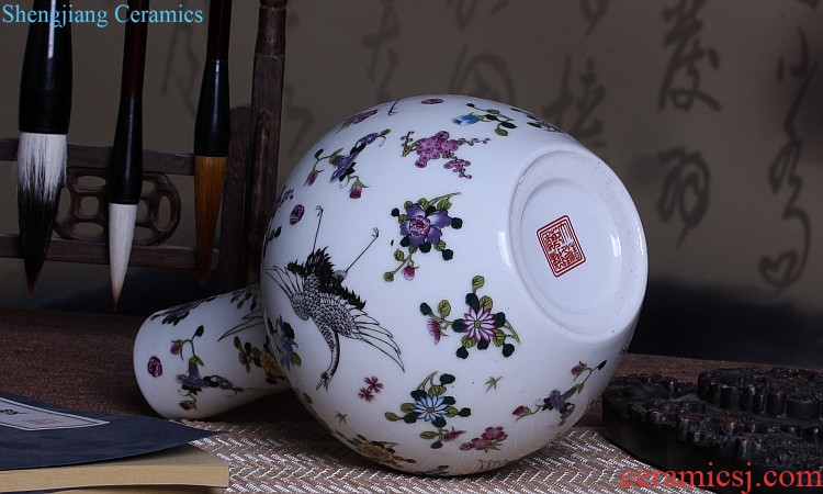 Jingdezhen ceramics Archaize peacock blue vase Chinese sitting room ark creative retro furnishing articles ornaments