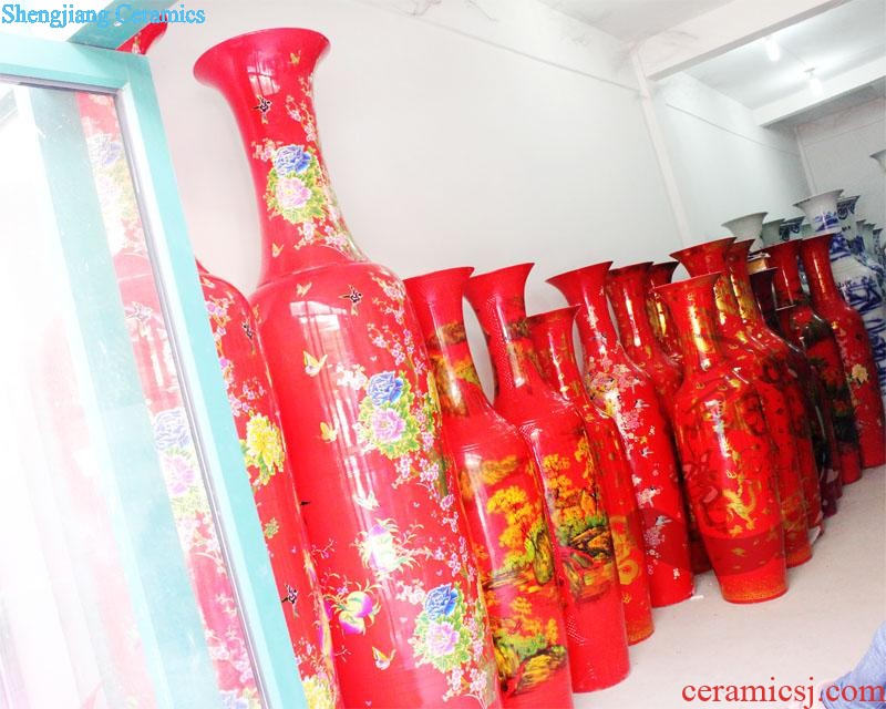 E085 jingdezhen ceramics ruby red large vases, three Yang kaitai, Chinese style sitting room adornment handicraft furnishing articles