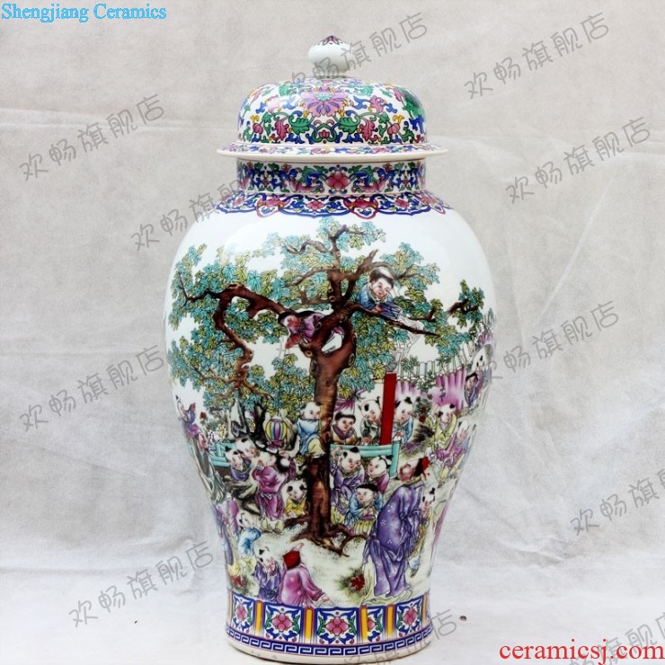 E179 jingdezhen ceramics Splendid sunvo color ink landscape painting of large vases, restoring ancient ways is the sitting room adornment