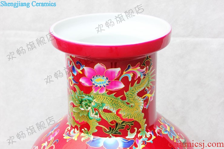 Jingdezhen ceramics China red large vase jinlong fishtail bottle sitting room place sf27 home decoration