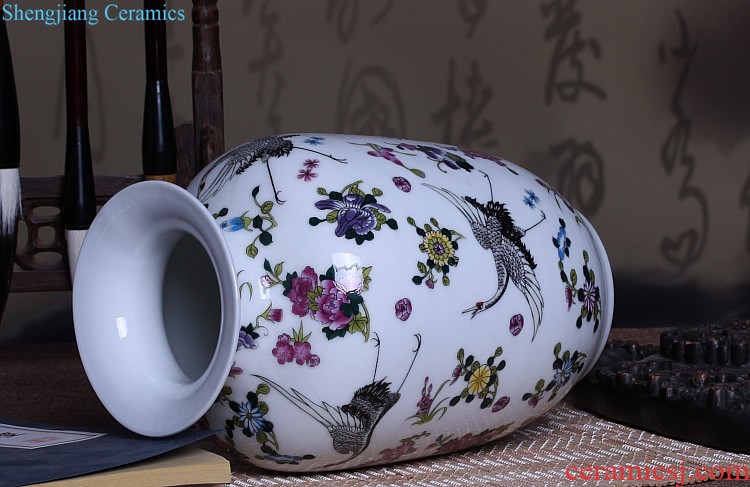 Jingdezhen ceramics Archaize peacock blue vase Chinese sitting room ark creative retro furnishing articles ornaments