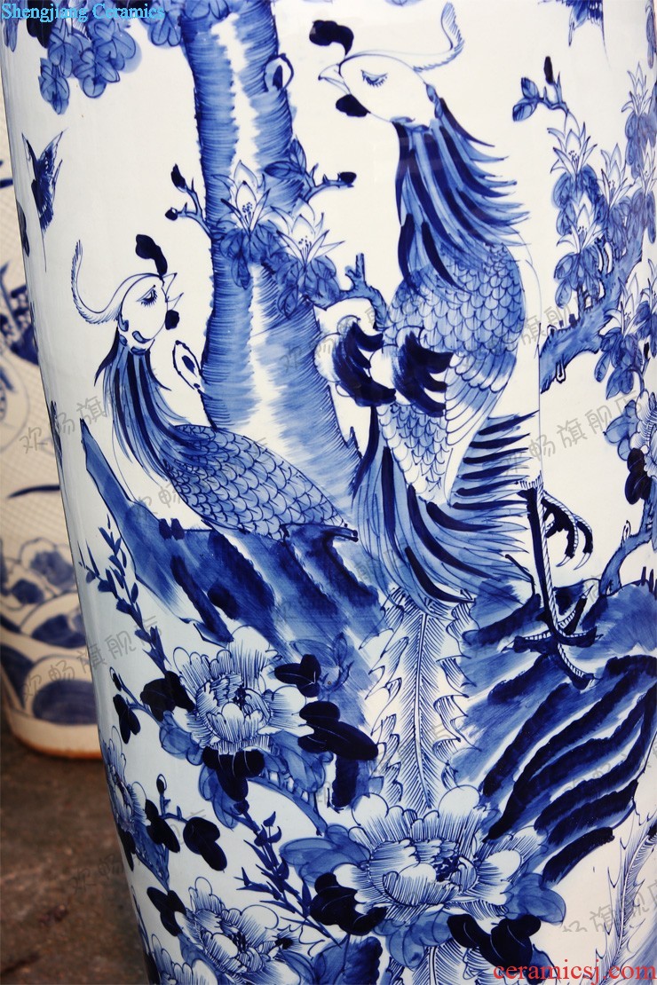 Hand draw blue and white porcelain of jingdezhen ceramics mountain dawn rhyme quiver of large vase The sitting room decorate furnishing articles e99