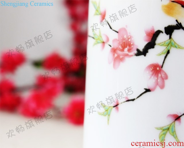 Master of jingdezhen ceramics hand-painted pastel pomegranate flower vase Chinese style living room decorated office furnishing articles rich ancient frame