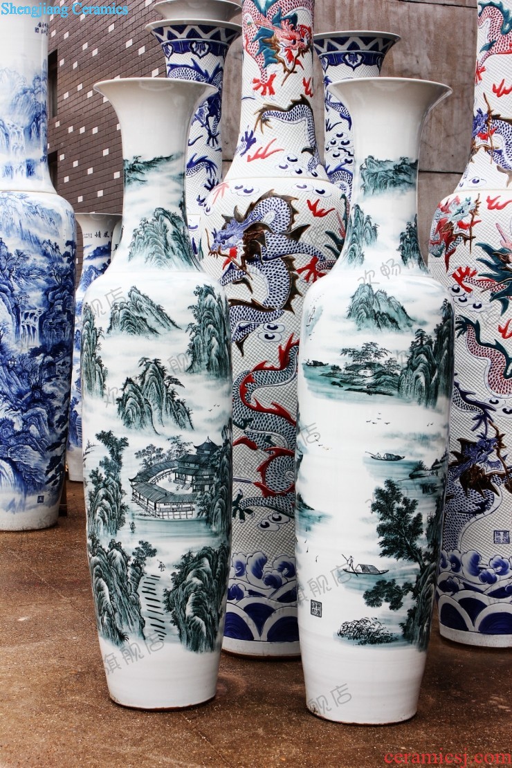 Jingdezhen ceramic large antique imitation Ming blue and white porcelain vase hand-painted home sitting room adornment handicraft furnishing articles