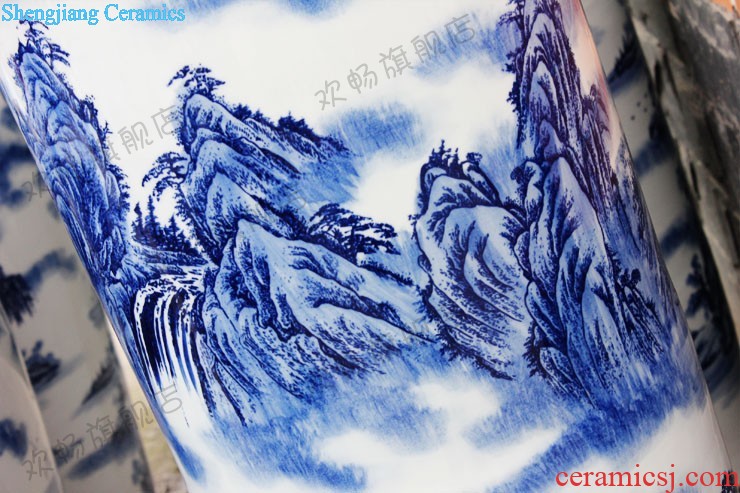 Jingdezhen ceramics by pure manual hand-painted blue and white porcelain vases, new Chinese style living room decorations furnishing articles present