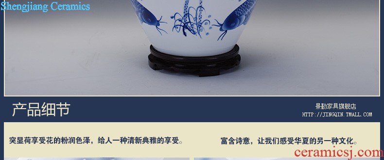 Jingdezhen ceramic 224 little gold fish tank water lily of blue and white porcelain basin bowl lotus tortoise cylinder Aquatic animals writing brush washer fish bowl