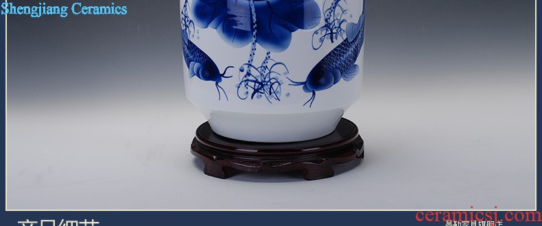 Jingdezhen ceramic 224 little gold fish tank water lily of blue and white porcelain basin bowl lotus tortoise cylinder Aquatic animals writing brush washer fish bowl