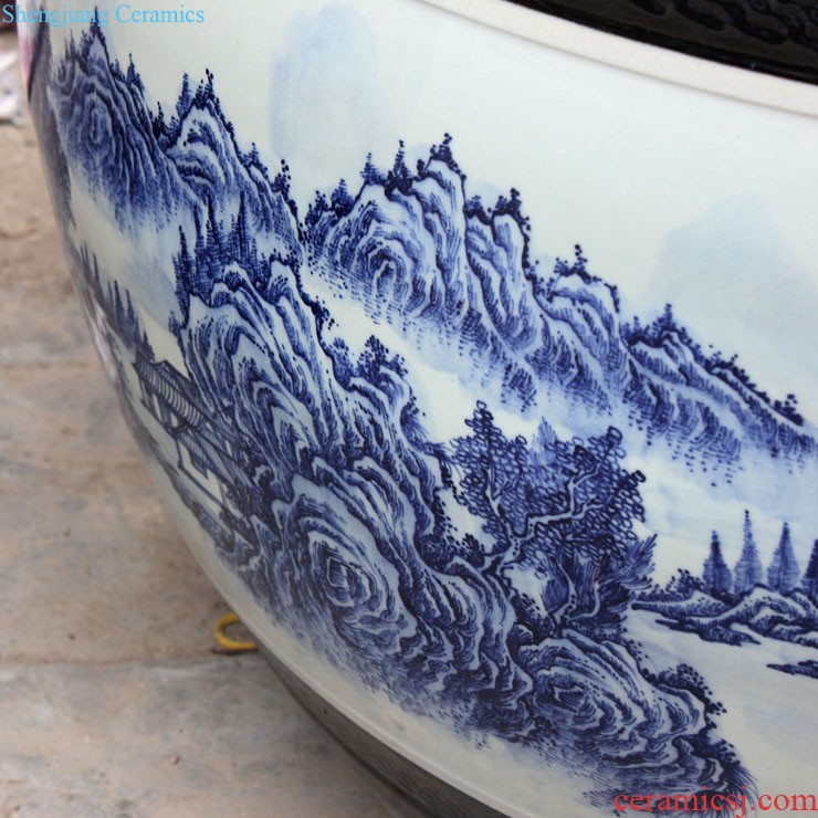 C123 basin of jingdezhen ceramics aquarium water lily bowl lotus goldfish turtle cylinder longfeng fish bowl large porcelain