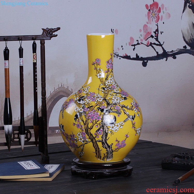 Jingdezhen ceramics vase, ji blue gold peony home furnishing articles flower arranging adornment of contemporary sitting room