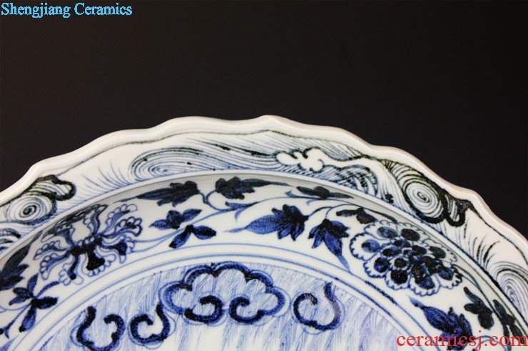 Jingdezhen ceramics Hand draw freehand brushwork in traditional Chinese goldfish bowl water shallow writing brush washer The tortoise narcissus basin furnishing articles sq0 cylinder water lily