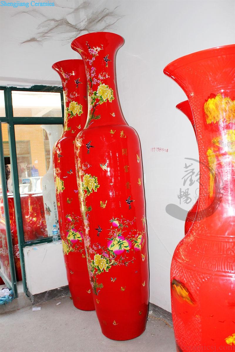 E085 jingdezhen ceramics ruby red large vases, three Yang kaitai, Chinese style sitting room adornment handicraft furnishing articles