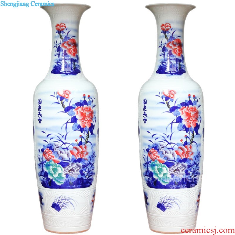 Jingdezhen ceramics hand-painted creative Chinese big vase home sitting room adornment is placed large landing crafts