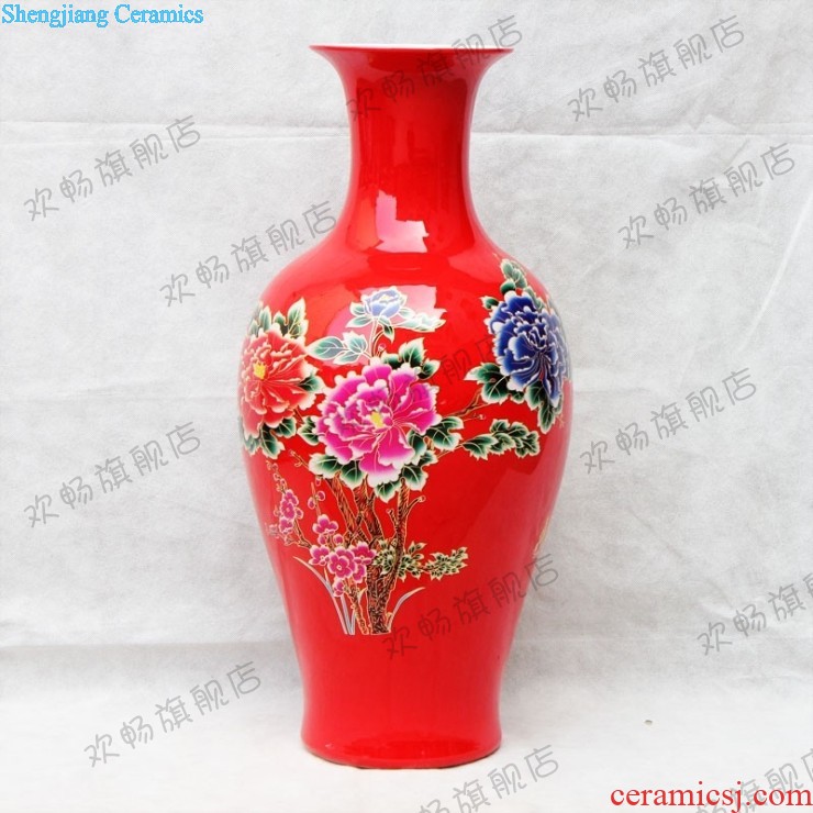 Jingdezhen ceramics antique hand-painted blue and white porcelain vases, flower arrangement Chinese style classical home sitting room adornment is placed