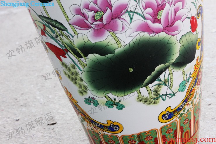 Jingdezhen ceramics hand-painted landing big vase famille rose red landscape painting the sitting room adornment is placed large hotel