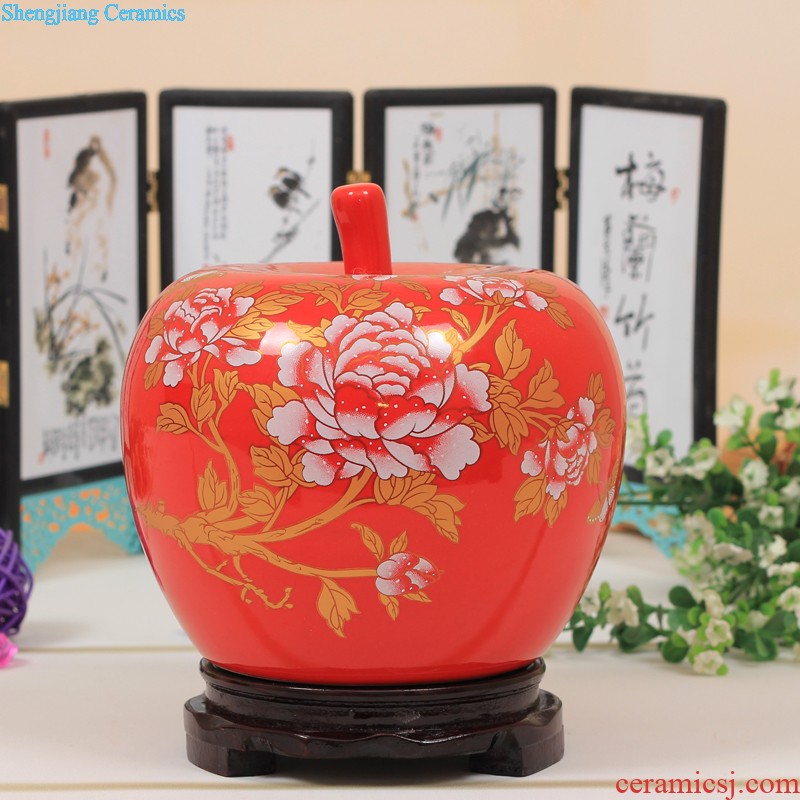 Jingdezhen ceramics red landscape floret bottle of flower arranging the sitting room of Chinese style household decoration crafts are desktop