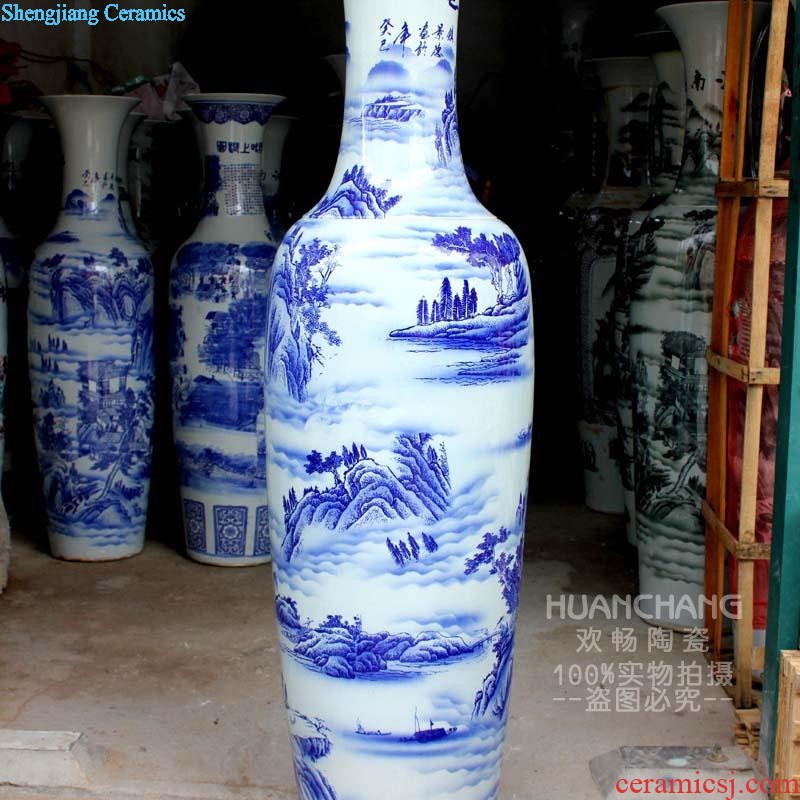 Jingdezhen chinaware bottle gourd big vase peony new Chinese style household hotels sitting room adornment high landing place