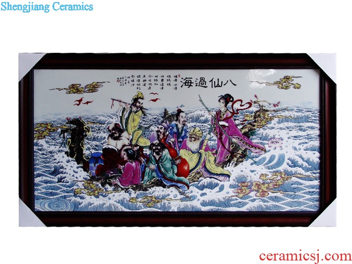 Hc - q28 jingdezhen ceramic central scroll Qingming festival painting porcelain plate painting murals with box