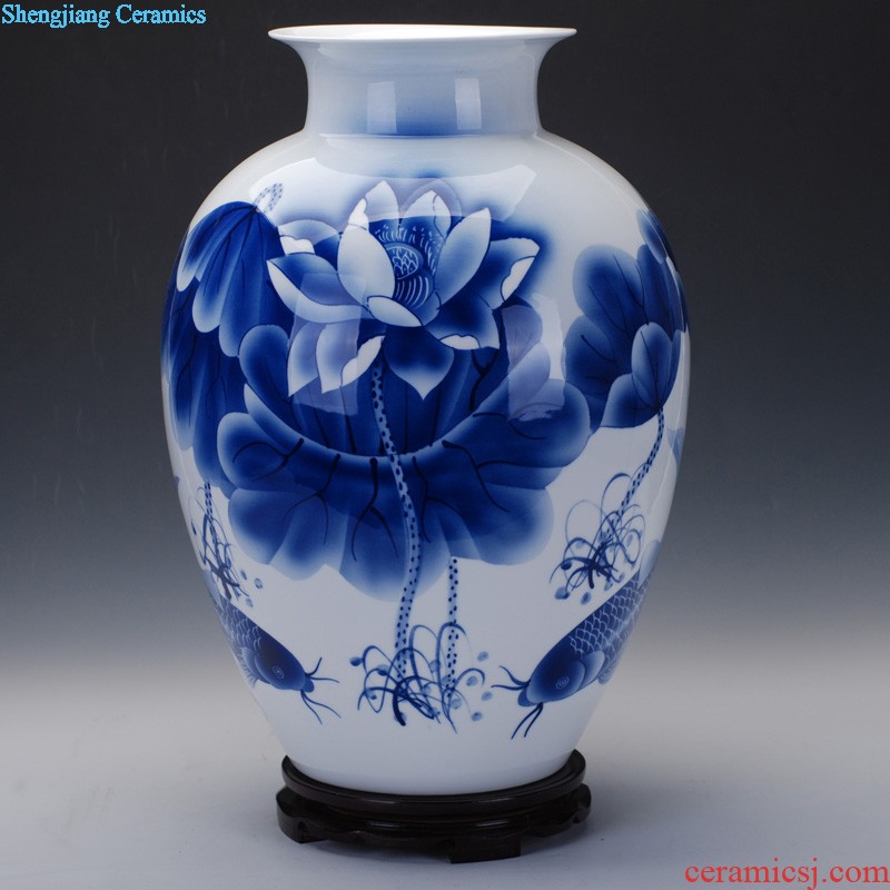 Jingdezhen ceramic 224 little gold fish tank water lily of blue and white porcelain basin bowl lotus tortoise cylinder Aquatic animals writing brush washer fish bowl