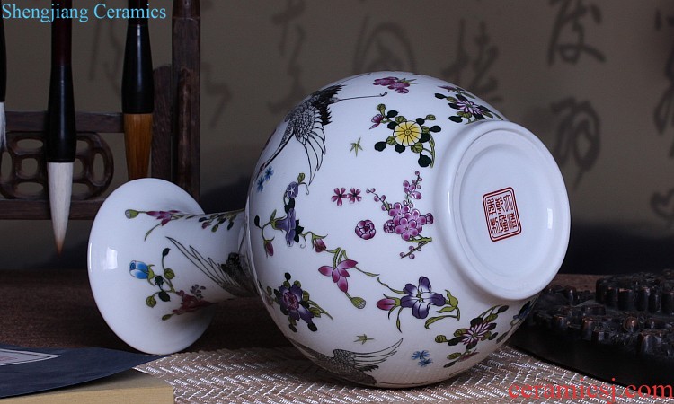 Jingdezhen ceramics Archaize peacock blue vase Chinese sitting room ark creative retro furnishing articles ornaments