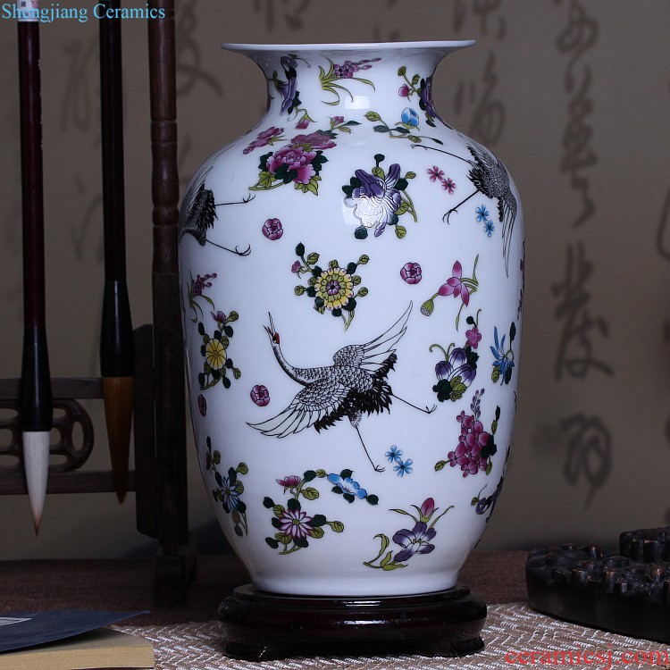 Jingdezhen ceramics Archaize peacock blue vase Chinese sitting room ark creative retro furnishing articles ornaments