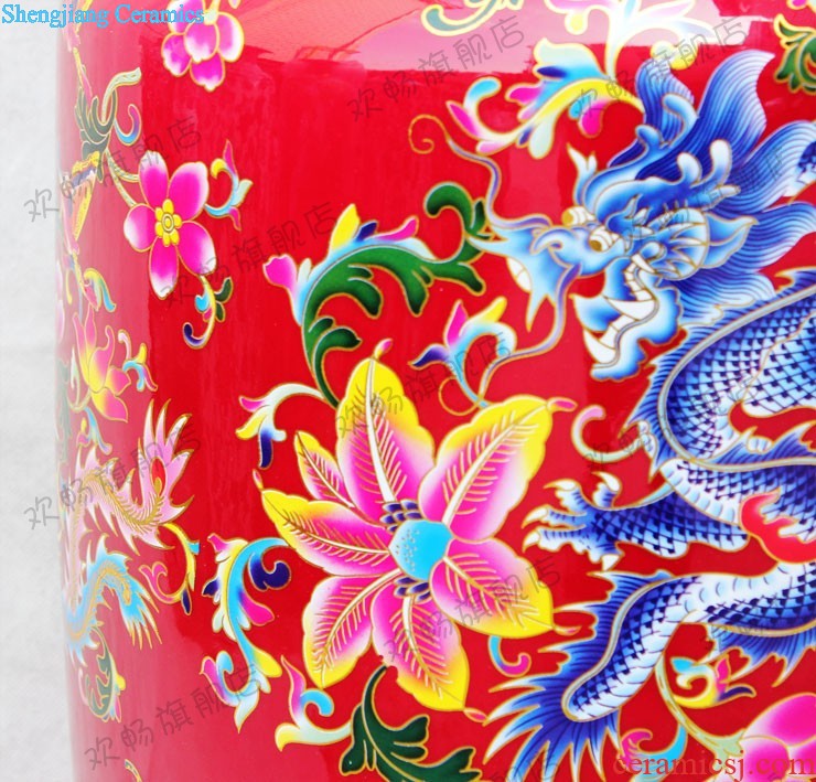 Jingdezhen ceramics China red large vase jinlong fishtail bottle sitting room place sf27 home decoration