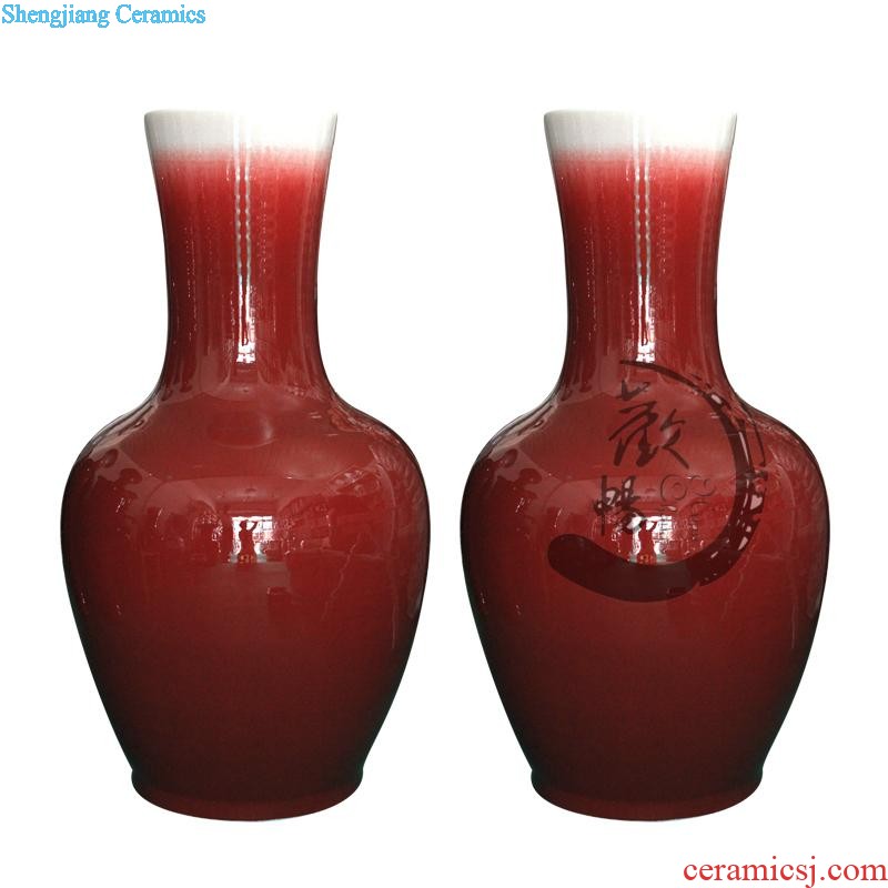 Ruby red e086 jingdezhen ceramics of large vase household of Chinese style adornment handicraft furnishing articles large living room