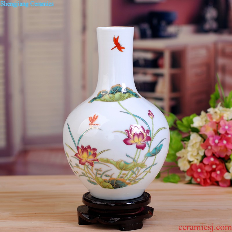 Modern fashion 163 jingdezhen ceramics thin foetus porcelain vase thin foetus bottle "chrysanthemum patterns" gift box packaging