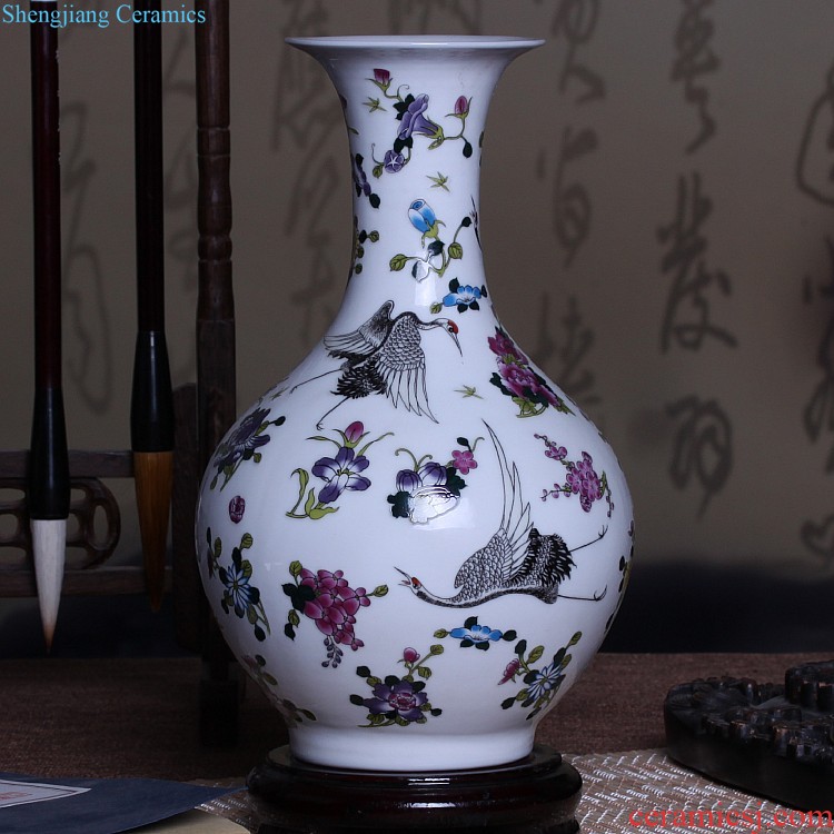 Jingdezhen ceramics Archaize peacock blue vase Chinese sitting room ark creative retro furnishing articles ornaments