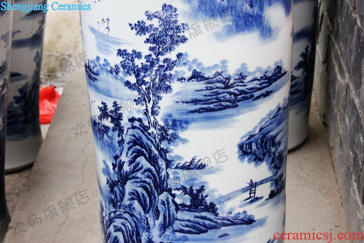 Jingdezhen ceramics by pure manual hand-painted blue and white porcelain vases, new Chinese style living room decorations furnishing articles present