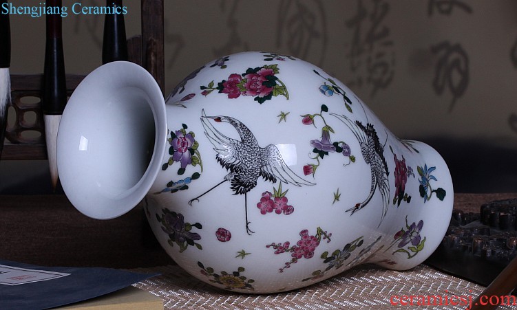 Jingdezhen ceramics Archaize peacock blue vase Chinese sitting room ark creative retro furnishing articles ornaments