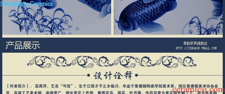 Jingdezhen ceramic 224 little gold fish tank water lily of blue and white porcelain basin bowl lotus tortoise cylinder Aquatic animals writing brush washer fish bowl