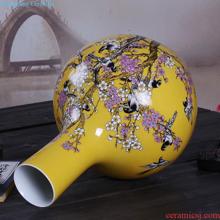 Jingdezhen ceramics vase, ji blue gold peony home furnishing articles flower arranging adornment of contemporary sitting room