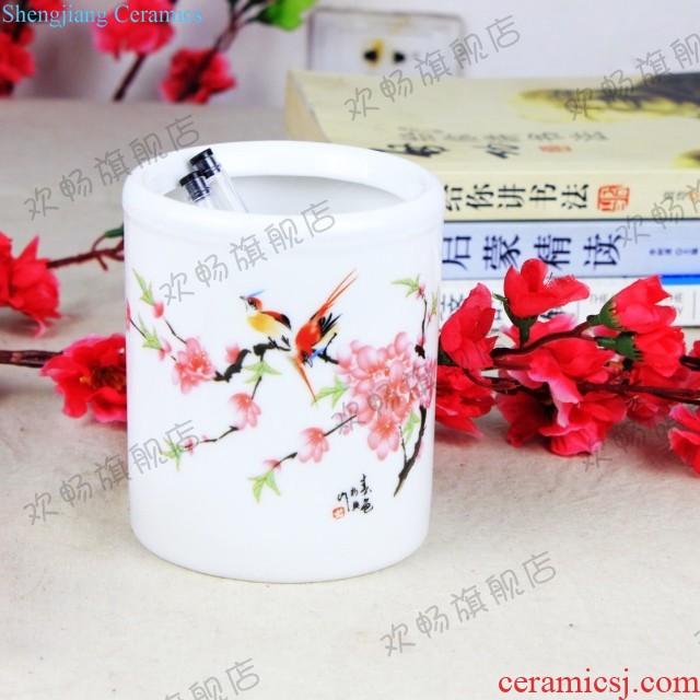 Master of jingdezhen ceramics hand-painted pastel pomegranate flower vase Chinese style living room decorated office furnishing articles rich ancient frame