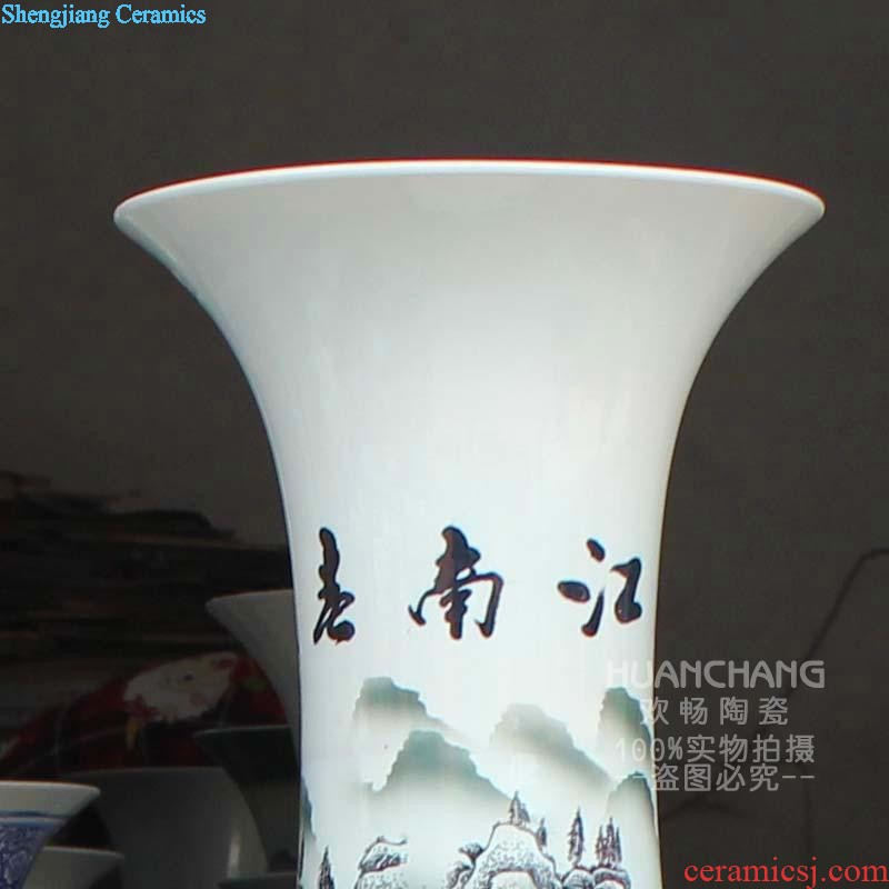 Jingdezhen chinaware bottle gourd big vase peony new Chinese style household hotels sitting room adornment high landing place