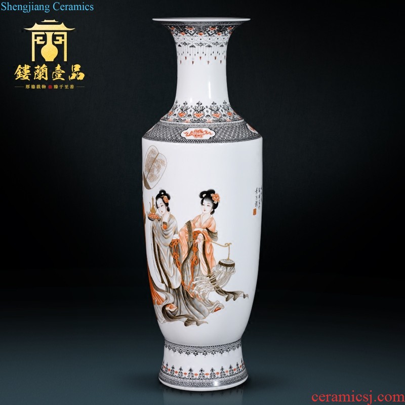 Jingdezhen ceramic hand-painted thin foetus vase furnishing articles dried flowers flower arrangement of new Chinese style of Chinese style porch sitting room adornment ornament