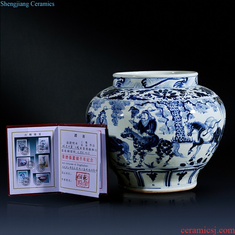 Jingdezhen ceramics and exquisite knife clay under the green glaze hand-painted color vases, flower arranging flowers is contemporary and contracted sitting room