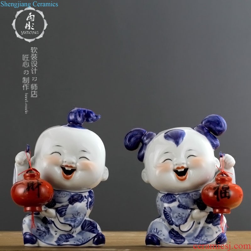 Rain tong home | jingdezhen ceramics Hand painted blue and white porcelain/painted the sitting room is lovely monkeys porcelain decorative furnishing articles