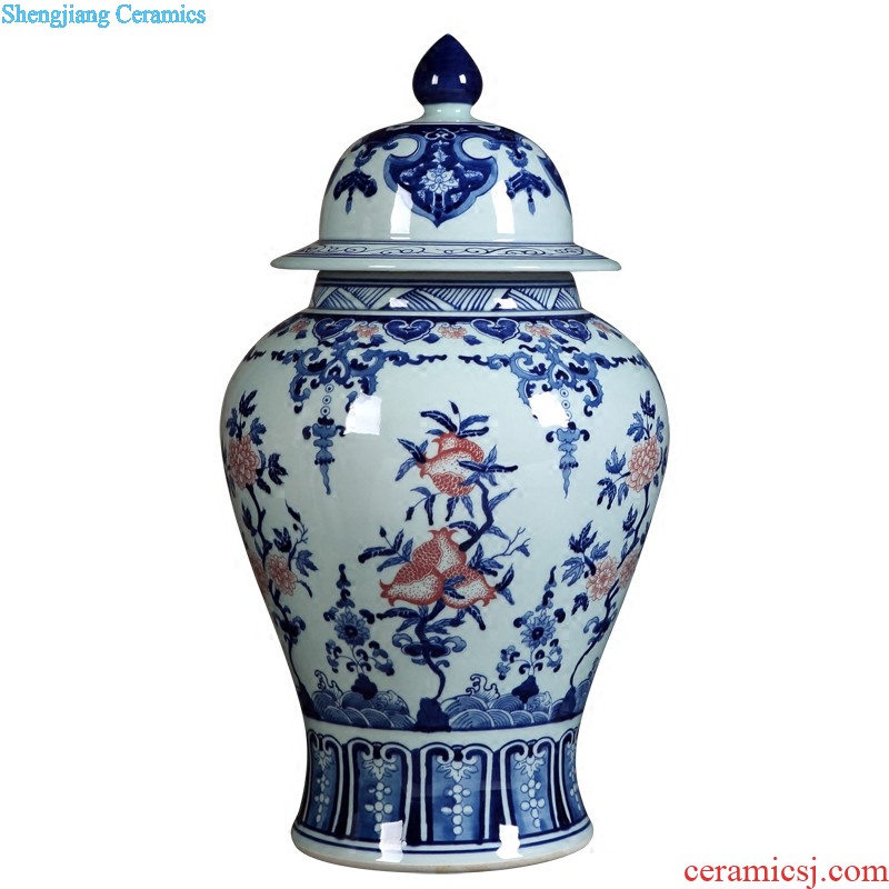 Jingdezhen ceramics antique landscape general pot of blue and white porcelain vase sitting room porch decoration of Chinese style household furnishing articles