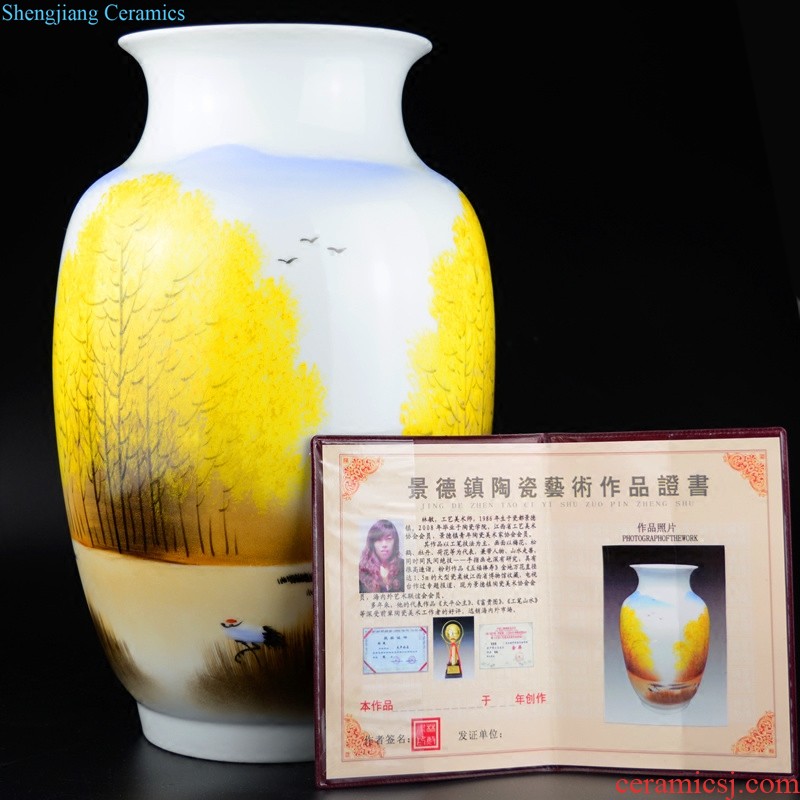 Jingdezhen ceramics vases, contemporary and contracted white paper down the small pure and fresh and small living room table furnishing articles ornaments