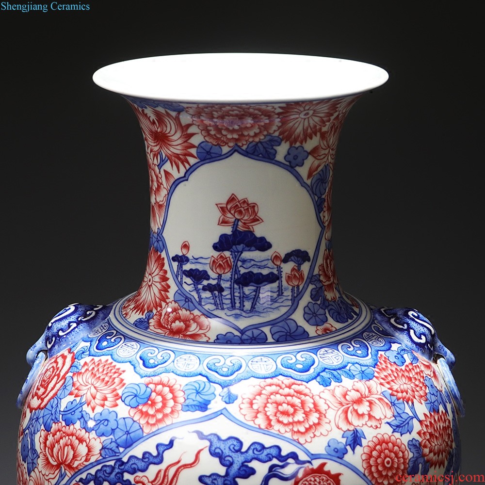 Jingdezhen ceramics and exquisite knife clay under the green glaze hand-painted color vases, flower arranging flowers is contemporary and contracted sitting room