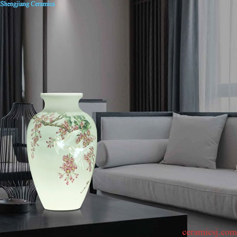 Jingdezhen hand-painted enamel vase large blooming flowers sitting room of Chinese style household adornment ceramics furnishing articles