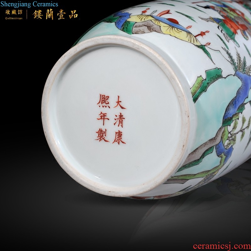 Jingdezhen ceramics Imitation qing qianlong pastel ears okho spring vase Chinese style living room decorative furnishing articles