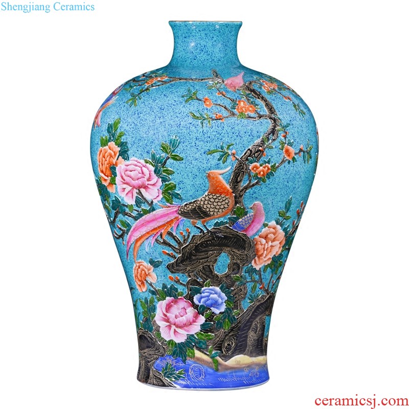 Jingdezhen ceramics antique blue-and-white fold branch flowers and grain garlic furnishing articles floret bottle of new Chinese style household decorations