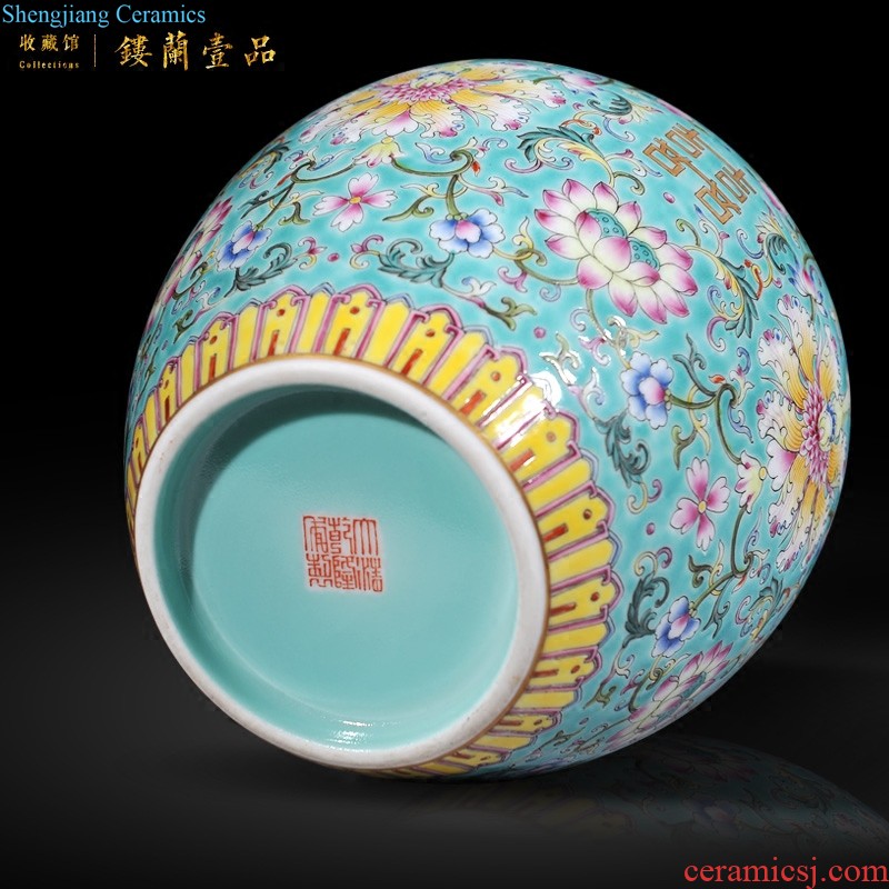 Jingdezhen imperial kiln chinaware imitation grilled qianlong pastel flowers best deer lines double ears sitting room collect adornment furnishing articles