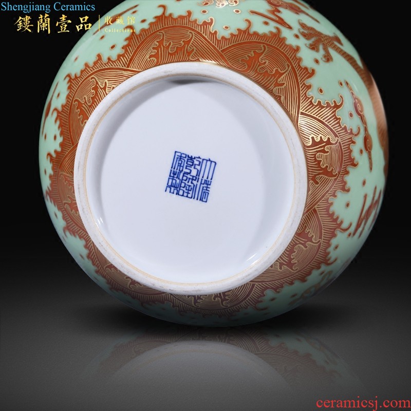 Jingdezhen ceramics hand-painted pastel dried flowers big vase book picture scroll of Chinese style household adornment of contemporary sitting room is placed