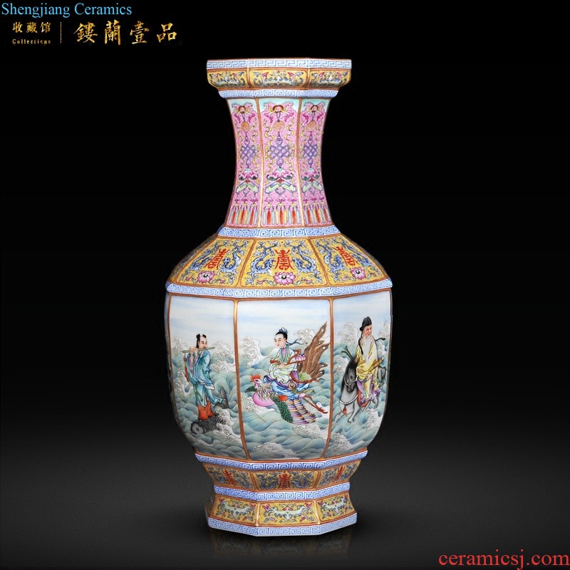 Jingdezhen imperial kiln chinaware imitation enamel reign of qing emperor guangxu the butterfly tattoo vase sitting room of Chinese style decoration collection furnishing articles