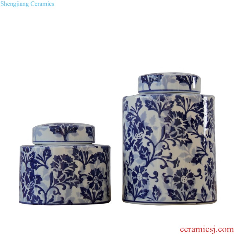 Jingdezhen ceramics by hand lotus fish fun caddy ceramic pot with cover pu-erh tea cake box of restoring ancient ways furnishing articles