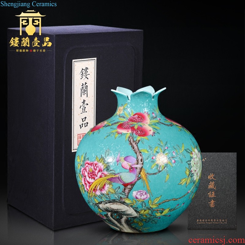 Jingdezhen ceramics imitation qing yongzheng enamel paint vines flower vase furnishing articles sitting room home decor collection