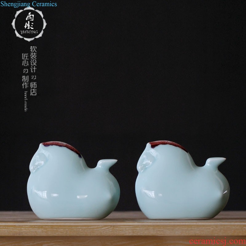 The rain tong household | hand knead shadow celadon porcelain bird Jingdezhen ceramics by hand furnishing articles process