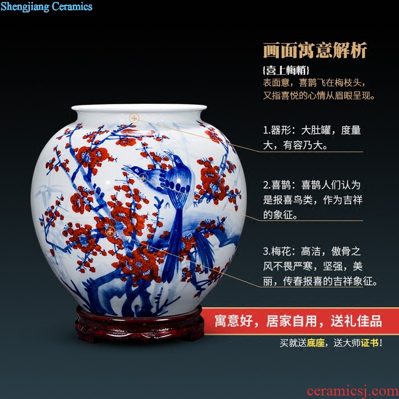 E150 jingdezhen ceramics all hand painted lotus lotus rhyme quiver of large vases, home furnishing articles adornment